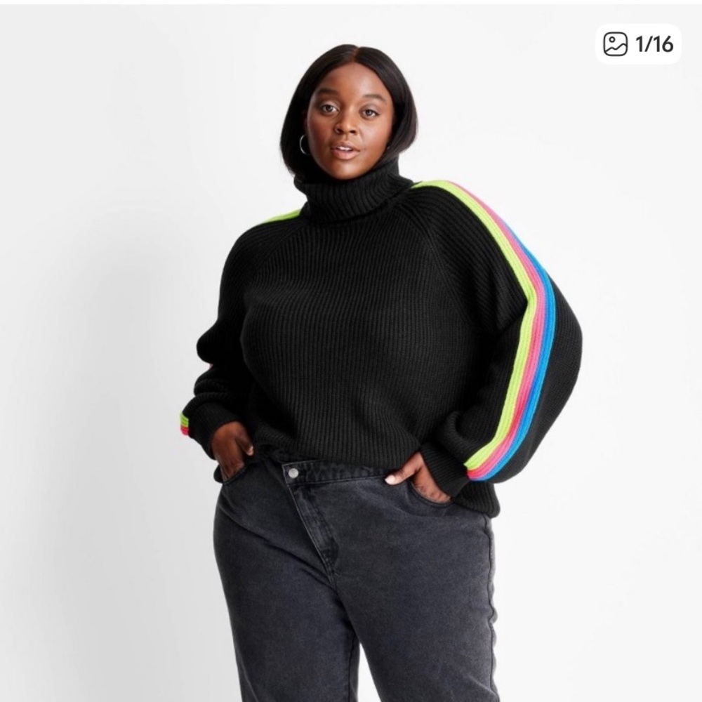 Turtleneck Sweater with Neon Stripes Future Collective with Kahlana Barfield - Picture 4 of 5